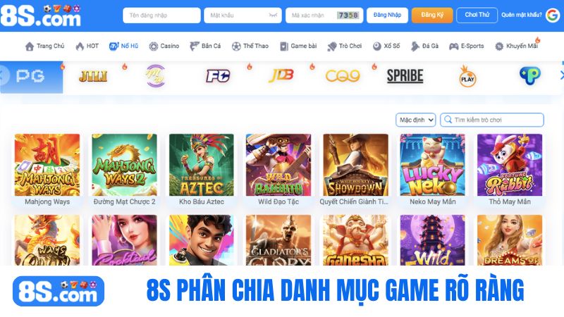 danh mục game 8S